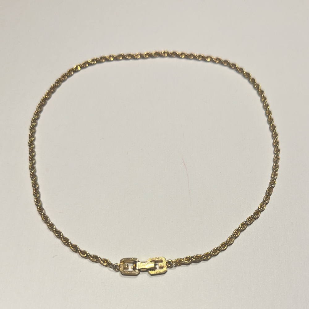 Vintage Givenchy Gold-Plated Twisted Elegant Gold Rope Chain Choker Necklace 14”